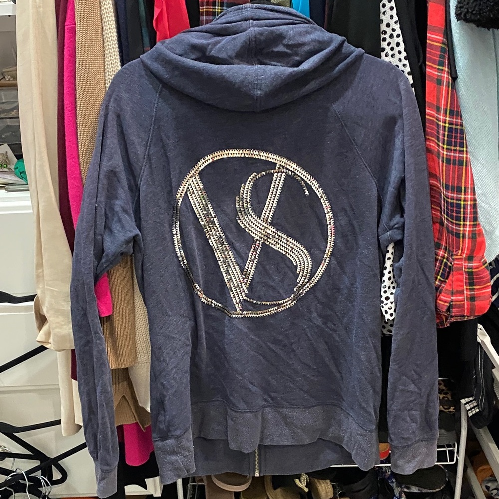 Victoria's Secret Navy Hoodie with Silver Logo